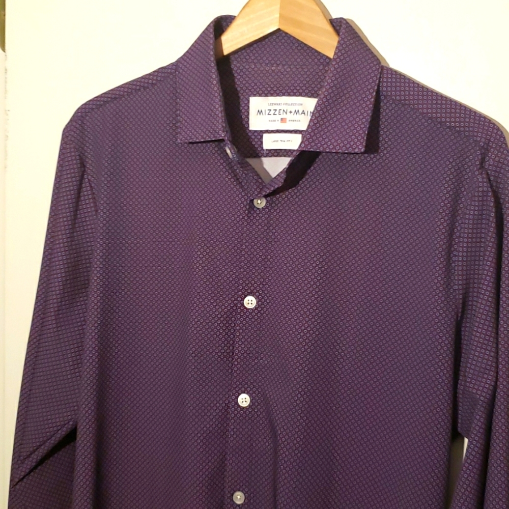 Mizzen+Main Purple Microdot Casual Button-Down Shirt